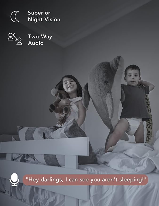 nooie Baby Monitor with SD Card,Baby Monitor with Camera 360 Camera, WiFi Baby Cam with Phone App, AI MotionTracking and Sound Detection,1080P Night Vision Two-Way Audio