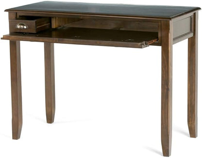 SIMPLIHOME Burlington SOLID WOOD 42 inch Wide Home Office Desk, Writing Table, Workstation, Study Table Furniture in Mahogany Brown with 1 Drawer