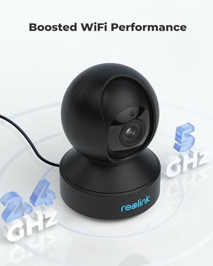 REOLINK 5GHz WiFi Indoor Camera, 5MP Plug-in Security Camera with 3X Optical Zoom, 360 Degree Baby/Dog Monitor with Auto Tracking, Person/Pet Detection, 2.4/5 GHz WiFi, Local Storage, E1 Zoom