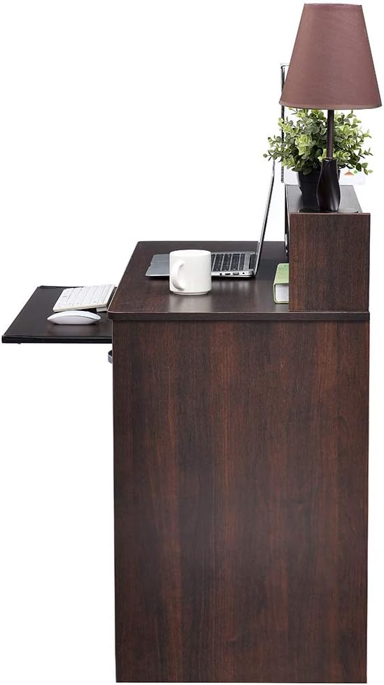 ROCKPOINT Axess Computer Keyboard Tray and Drawer Small Home Office Bedroom, Homework and School Studying Writing Desk for Student with Storage,Chocolate