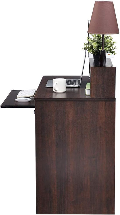 ROCKPOINT Axess Computer Keyboard Tray and Drawer Small Home Office Bedroom, Homework and School Studying Writing Desk for Student with Storage,Chocolate