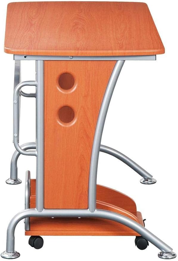 TECHNI MOBILI Modern Computer Desk With Mobile CPU Caddy. Color: Dark Honey