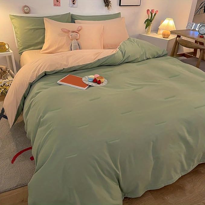 NINENINE King Comforter Set Sage Green Bedding Light Green Comforter Set Comforter Set for Women Men Solid Color Camel Green Comforter Sets with 1 Comforter 2Pillowcases