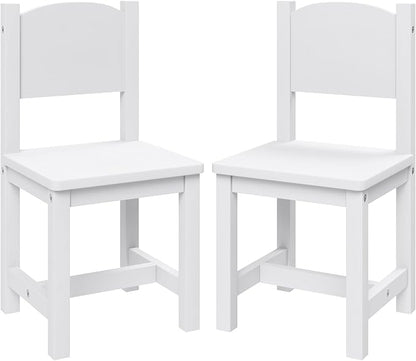 Timy Toddler Wooden Chair Pair, Kids Furniture for Eating, Reading, Playing 2 Pack (White)