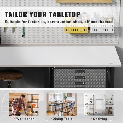 VEVOR Table Top 47.2" x 29.5" x 1" Universal Tabletop, White