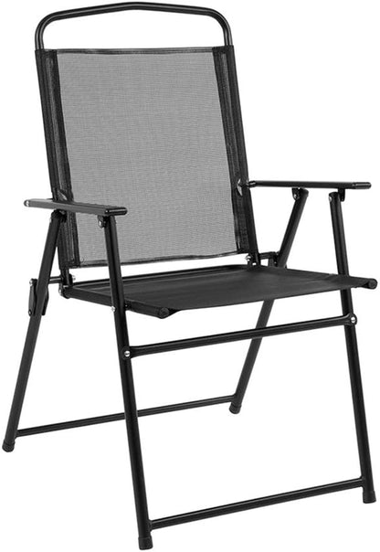 Flash Furniture Nantucket 6 Piece Patio Garden Table Set - Umbrella Table - Set of 4 Black Folding Chairs