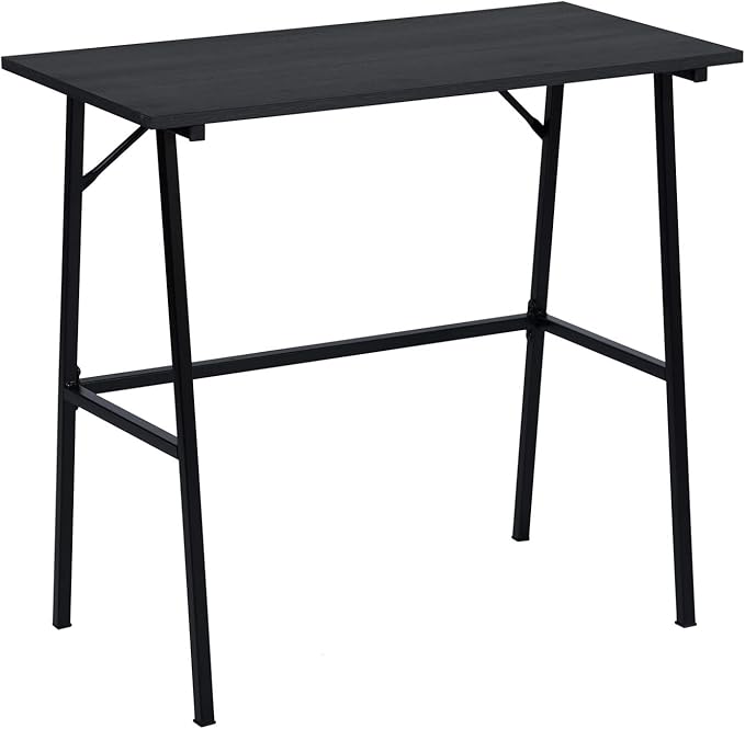 FurnitureR Home Office Computer Desk, Compact Writing Desk Study Desk with Metal Frame for Apartment, Dorm, Bedroom, Small Space (31.5 Inch, Black)