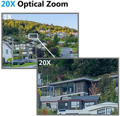 SUNBA 4K 8MP PTZ Camera Outdoor, IP PoE+ Security Dome, 20X Optical Zoom, Two Way Audio &Built-in TF Card Slot, 24x7 Automatic PTZ Tour, Night Vision up to 328ft (405-D20X 4K)