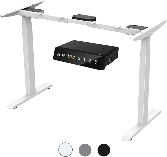 AIMEZ0 Dual Motor Sit Stand Desk Adjustable Electric Standing Desk Frame with LCD Touch Screen Adjustable Height 27.4-45.6 inches for Home & Office Table (Frame Only) White