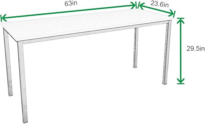 SogesGame Computer Desk, 63 inches Office Desk Computer Table Study Writing Desk Workstation for Home Office, White Dining Table