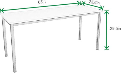 SogesGame Computer Desk, 63 inches Office Desk Computer Table Study Writing Desk Workstation for Home Office, White Dining Table