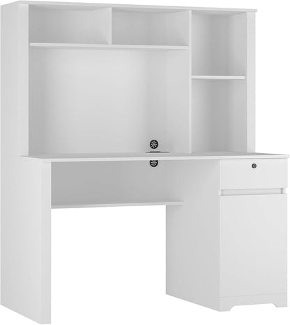 NicBex Laik-DW-00025-DX Desks, 51.18" W x 24.8" D x 59.44" H, White