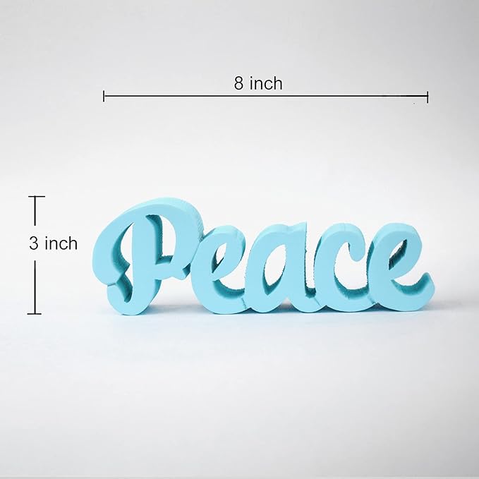 Peace – Blue, Aesthetic table decor for home or office, desk or Shelf. Quirky room decoration showpiece, ideal for birthday gift, corporate gift, and inspiring wall decor