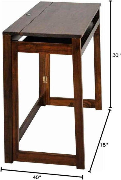 Casual Home Folding Desk with Pull-Out & USB Ports
