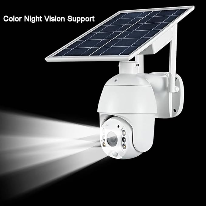 100% Wire-Free Wireless Rechargeable Battery Solar Powered Outdoor 1080P Pan Tilt WiFi Security Camera PIR Motion Recording Two-Way Audio IP65 Weatherproof Night Vision Built-in SD Slot
