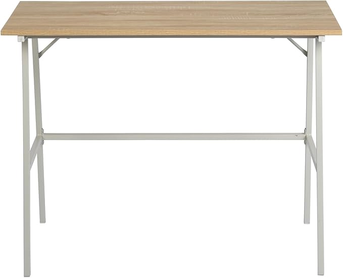 FurnitureR Home Office Computer Desk, Compact Writing Desk Study Desk with Metal Frame for Apartment, Dorm, Bedroom, Small Space (39.4 Inch, Brown)