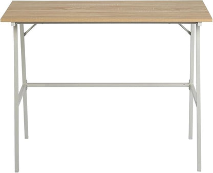 FurnitureR Home Office Computer Desk, Compact Writing Desk Study Desk with Metal Frame for Apartment, Dorm, Bedroom, Small Space (39.4 Inch, Brown)