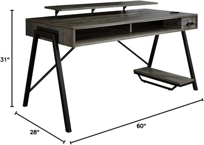 Signature Design by Ashley Barolli Home Office Gaming Desk with Multiuple LED Back Lights, Grayish Brown