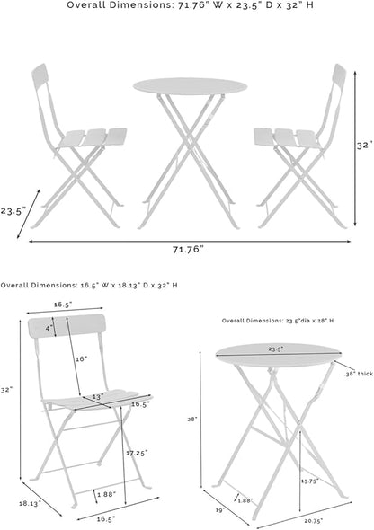 Crosley Furniture CF7390-CO Karlee Retro Metal Indoor/Outdoor 3-Piece Bistro Set with Table and 2 Chairs, Coral