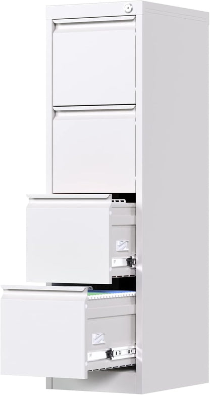 4 Drawer File Cabinet, Office Filing Cabinet with Lock/Drawer, Metal Vertical File Storage Cabinet for A4 Letter/Legal Size, 14.96" W x 17.72" D x 52.36" H, Assembly Required