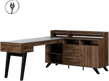 South Shore Helsy 2-Drawer File Cabinet, Lateral, Natural Walnut