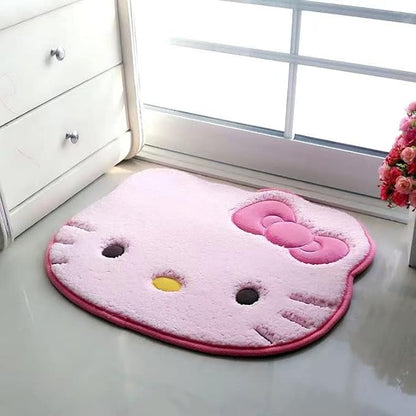Area Rugs Kawaii Carpet Super Soft Area Rugs Cute Cartoon Kitten Face Pattern Bedroom Mats，Luxury Shaggy High Absorbent and Anti Slip