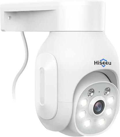 Hiseeu Wireless Camera Outdoor, 5MP WiFi Security Camera Color Night Vision, Pan/Tilt, Auto Tracking, Motion Detection, Siren/Light Alarm, 2-Way Audio, IP66 Waterproof, No Monthly Fee