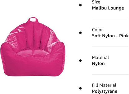 Posh Creations Structured Comfy Seat for Playrooms and Bedrooms, Large Bean Bag Chair, Malibu Lounge, Pink