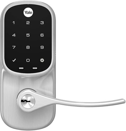Yale Assure Lever Entry Door Lock with Wi-Fi Connected Touchscreen, Satin Nickel Smart Keypad Door Lock with Handle, Back-Up Key, and Z-Wave Compatibility, YRL226-ZW2-619