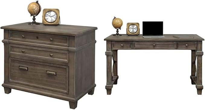 Martin Furniture Lateral File, Weathered Dove & Writing Desk, Weathered Dove