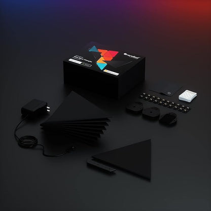 Nanoleaf Shapes WiFi and Thread Smart RGBW 16M+ Color LED Dimmable Gaming and Home Decor Wall Lights Smarter Kits (Black Triangles Smarter Kit (9 Pack)