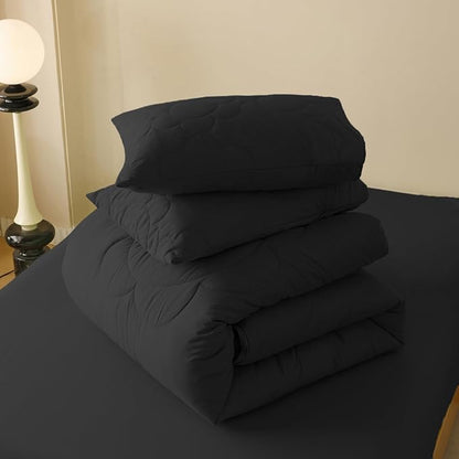 Black Flower Comforter Twin Black Flower Print Bed Twin Comforter Set 3 Pieces Dark Black Floral Comforter Set for Boys Girls Teens Bedroom Decor All Season Hotel Quality Comforter Set