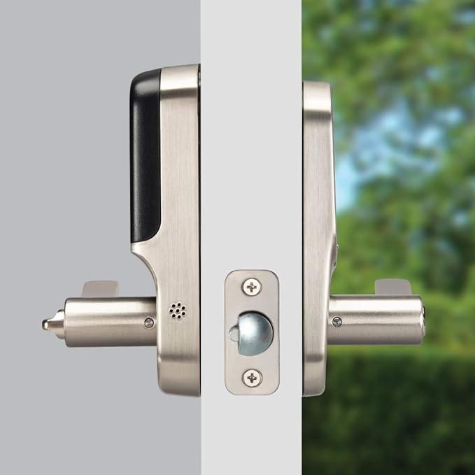 Yale Assure Lever Entry Door Lock with Wi-Fi Connected Touchscreen, Satin Nickel Smart Keypad Door Lock with Handle, Back-Up Key, and Z-Wave Compatibility, YRL226-ZW2-619