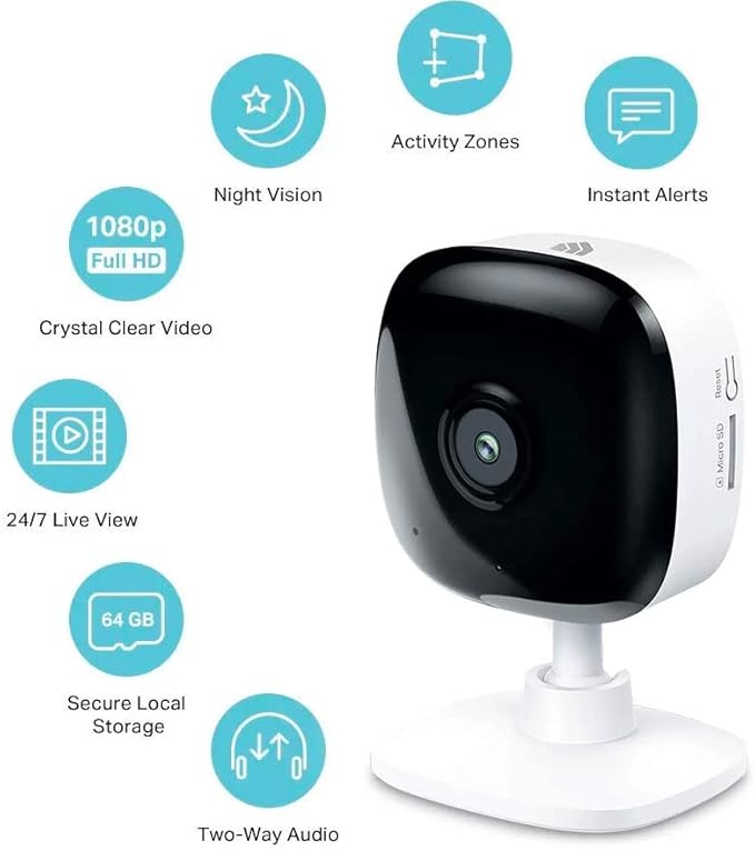 Kasa Smart Security Camera for Baby monitor, 1080p HD Indoor-Camera for Home Security with Motion Detection, Two-Way Audio, Night Vision, Cloud & SD Card Storage, Works with Alexa & Google Home (EC60)