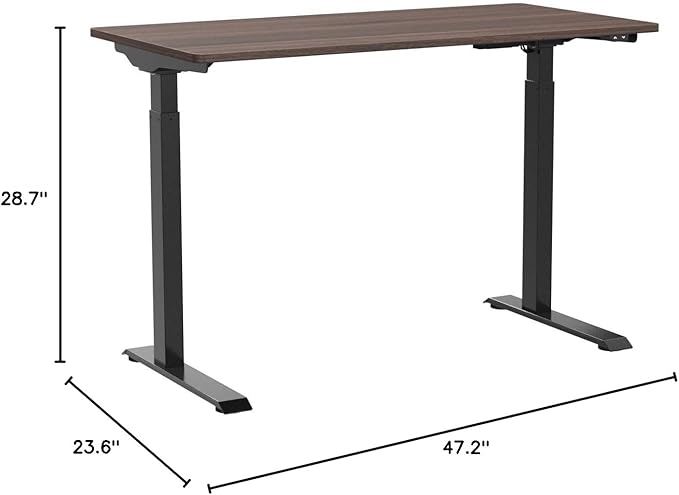 Serta Creativity Electric Height Adjustable Desk, 47" Inch Wood Desktop Sit Stand Table for Office, Work from Home Furniture, Easy to Assemble, Dark Brown