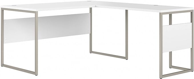 Bush Business Furniture Hybrid L Shaped Table Desk with Metal Legs, 60W x 30D, White