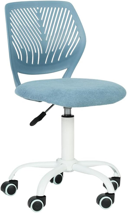 FurnitureR Writing Task Chair for Teens Boys Girls 360 Rolling Wheels Fabric Soft Pad Seat Breathable Backrest, Height Adjustable Liftup 29.5"-34.3",Blue Fabric