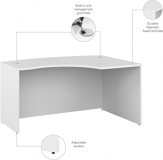 Bush Business Furniture Studio C 60W x 43D Right Hand L-Bow Desk Shell in White