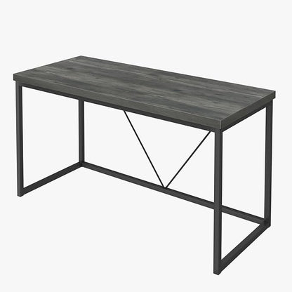 55 inch Computer Desk, Vintage Work Desk for Home Office, Rustic Wood and Metal Study Writing Table, Grey