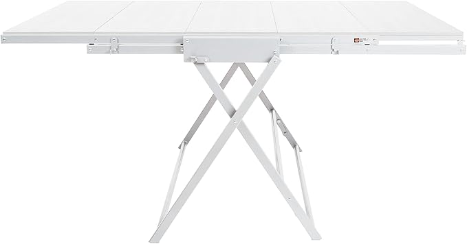 Origami Modern 2 in 1 Shelf to Table Style, Organizer Deco Rack Magically Turn to a Table/Desk in a Second,Fully Assembled,White/White US Patent Pending (STT-WHIWHI)