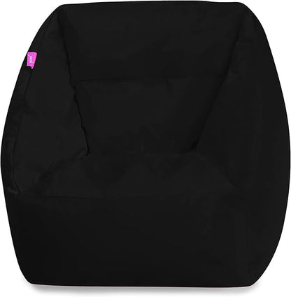 Posh Creations Structured Comfy Bean Bag Chair for Gaming, Reading, and Watching TV, Coronado Chair, Microsuede - Black