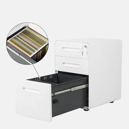 ApexDesk 3-Drawer Vertical Metal Mobile File Cabinet with Locking Keys - Light Gray Front Panel/White Body