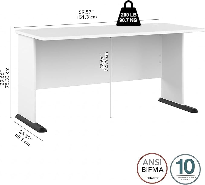 Bush Business Furniture Studio A 60-inch W Computer Desk, White (SDD160WH)