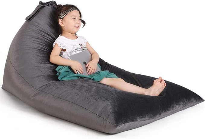 Stuffed Animal Storage Bean Bag Chair for Kids and Adults, Stuffed Animal Bean Bag Storage, Luxury Velvet Stuffie Seat - COVER ONLY(Dark Grey 200L/52 Gal)