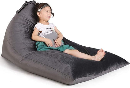 Stuffed Animal Storage Bean Bag Chair for Kids and Adults, Stuffed Animal Bean Bag Storage, Luxury Velvet Stuffie Seat - COVER ONLY(Dark Grey 200L/52 Gal)