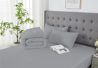 3 Piece Solid Color All Season Bedding Comforter Set Microfiber Soft Lightweight Bedding Set for Kids Teens Adults Room Decor with 1 Comforter and 2 Pillowcases Full