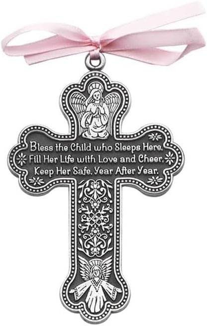 Cathedral Art CM7 Baby Girl Cross Crib Medal, 3-Inch High, Metal