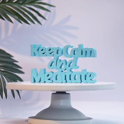 NUKKAD TALES Keep Calm and Meditate Blue Aesthetic Table Decor - Ideal for Home or Office Desk, Shelf. Quirky Room Decoration Showpiece, Birthdays, Corporate Gifts, Inspirational Wall Decor.