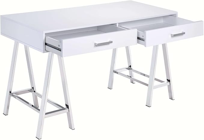 Acme Coleen Home Office Desk in White and Chrome