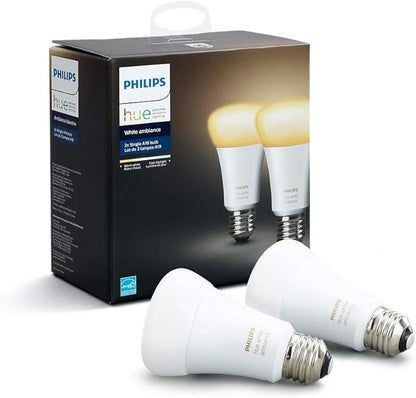 Philips Hue 2-Pack White Ambiance 60W Equivalent Dimmable LED Smart Bulb (Works with Alexa Apple Homekit and Google Assistant), 2 Bulbs (453092)